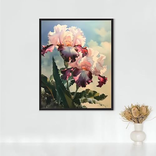 Diamond Painting Erwachsene Blumen Diamond Painting Orchidee DIY Vollbohrer Diamant Malerei Set Anfänger, Diamant Kunst Malerei Stickerei Set, Wanddeko und Zimmer Deko, Geschenke 80x100CM PJY7 0-F von RNXAOPEN