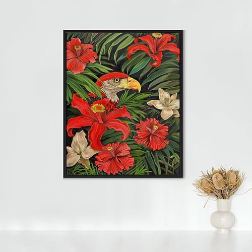 Diamond Painting Erwachsene Blumen Diamond Painting WeißKopfseeadler DIY Vollbohrer Diamant Malerei Set, Diamant Kunst Malerei Stickerei Set, Wanddeko und Zimmer Deko, Geschenke 60x80CM PJY5 J-2 von RNXAOPEN