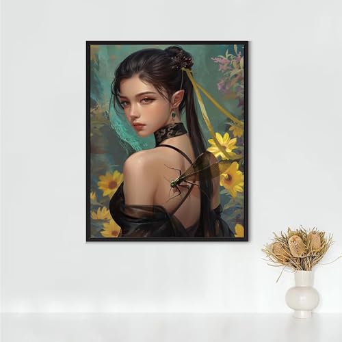 Diamond Painting Erwachsene Figurenkunst Diamond Painting Frau DIY Vollbohrer Diamant Malerei Set Anfänger, Diamant Kunst Malerei Stickerei Set, Wanddeko und Zimmer Deko, Geschenke 60x80cm PJY5 Z-Q von RNXAOPEN