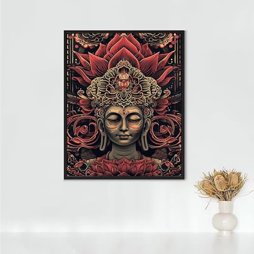 Diamond Painting Erwachsene Figurenkunst Diamond Painting Lotus DIY Vollbohrer Diamant Malerei Set Anfänger, Diamant Kunst Malerei Stickerei Set, Wanddeko und Zimmer Deko, Geschenke 40x50CM PJY3 W-U von RNXAOPEN