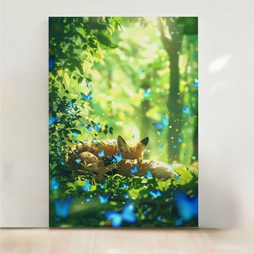 Diamond Painting Erwachsene Fuchs Diamant Painting Bilder Schmetterling 5D DIY Mosaikherstellung Basteln Erwachsene Anfänger Set für Heim Schlafzimmer Deko Wohnzimmer, Geschenke 80x100cm PjY7668 9-1 von RNXAOPEN