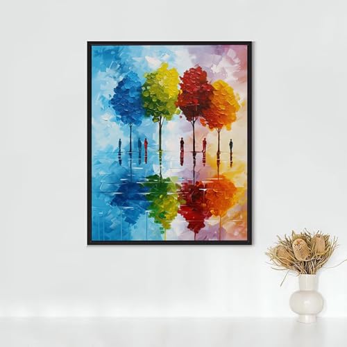 Diamond Painting Erwachsene Katze Diamond Painting BäUme DIY Vollbohrer Diamant Malerei Set Anfänger, Diamant Kunst Malerei Stickerei Set, Wanddeko und Zimmer Deko, Geschenke 70 x 95 cm PJY6 M-P von RNXAOPEN