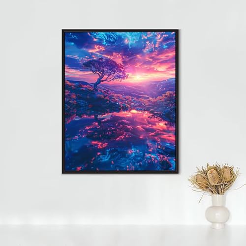 Diamond Painting Erwachsene Katze Diamond Painting Baum DIY Vollbohrer Diamant Malerei Set Anfänger, Diamant Kunst Malerei Stickerei Set, Wanddeko und Zimmer Deko, Geschenke 70 x 95 cm PJY6 C-9 von RNXAOPEN