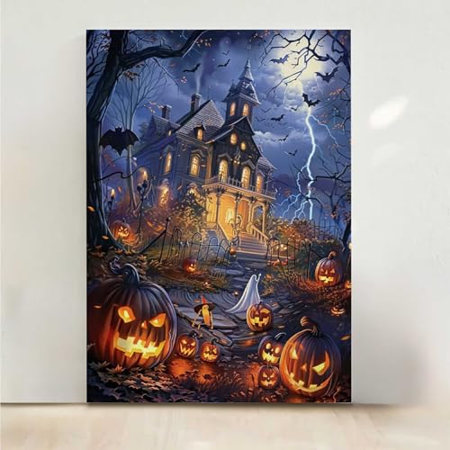 Diamond Painting Erwachsene KüRbis Diamant Painting Bilder Architektur 5D DIY Mosaikherstellung Basteln Erwachsene Anfänger Set für Heim Schlafzimmer Deko Wohnzimmer, Geschenke 50x65cm PjY8592 3-Q von RNXAOPEN