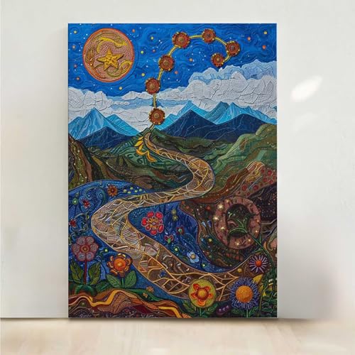 Diamond Painting Erwachsene Landschaft Diamant Painting Bilder Abstrakt 5D DIY Mosaikherstellung Basteln Erwachsene Anfänger Set für Heim Schlafzimmer Deko Wohnzimmer, Geschenke 80x100CM PjY4112 R-9 von RNXAOPEN
