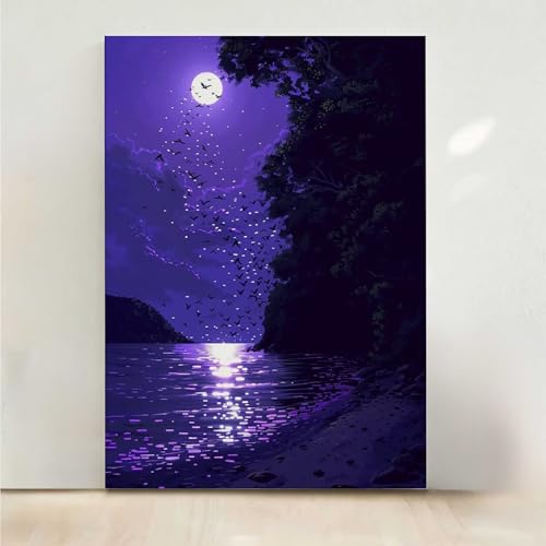 Diamond Painting Erwachsene Landschaft Diamant Painting Bilder Mond 5D DIY Mosaikherstellung Basteln Erwachsene Anfänger Set für Heim Schlafzimmer Deko Wohnzimmer, Geschenke 40x50cm PjY3162 0-A von RNXAOPEN