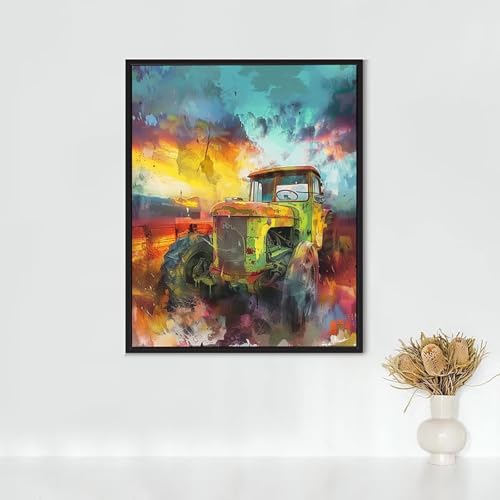 Diamond Painting Erwachsene Mechanisch Diamond Painting Traktor DIY Vollbohrer Diamant Malerei Set, Diamant Kunst Malerei Stickerei Set, Wanddeko und Zimmer Deko, Geschenke 70 x 95 cm PJY6 G-Y von RNXAOPEN