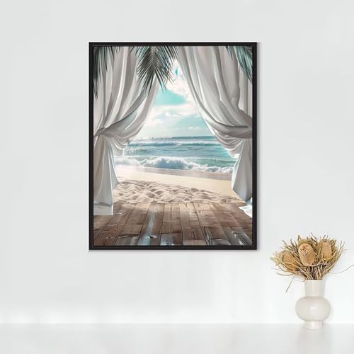 Diamond Painting Erwachsene Ozean Diamond Painting Strand DIY Vollbohrer Diamant Malerei Set Anfänger, Diamant Kunst Malerei Stickerei Set, Wanddeko und Zimmer Deko, Geschenke 80x100cm PJY7 3-8 von RNXAOPEN