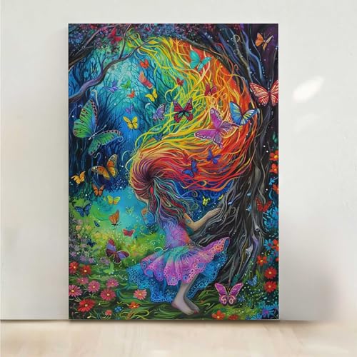 Diamond Painting Erwachsene Schmetterling Diamant Painting Bilder Blume 5D DIY Mosaikherstellung Basteln Erwachsene Anfänger Set für Heim Schlafzimmer Deko Wohnzimmer, Geschenke 50x65cm PjY5542 3-T von RNXAOPEN