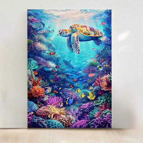 Diamond Painting Erwachsene Sea Diamant Painting Bilder MeeresschildkröTen 5D DIY Mosaikherstellung Basteln Erwachsene Anfänger Set für Heim Schlafzimmer Deko Wohnzimmer, Geschenke 70x95CM PjY5660 7-3 von RNXAOPEN