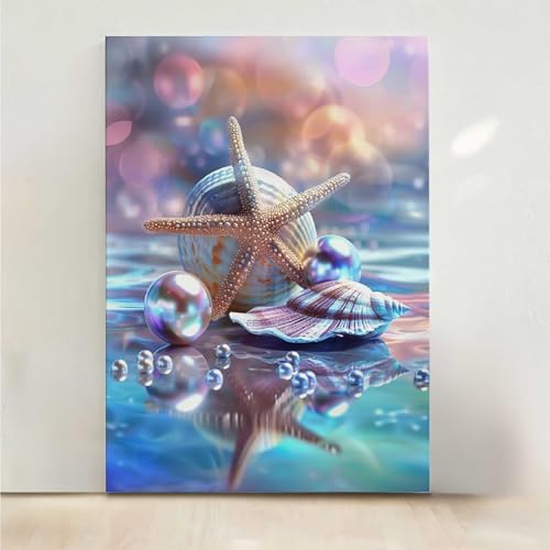 Diamond Painting Erwachsene Seestern Diamant Painting Bilder HüLse 5D DIY Mosaikherstellung Basteln Erwachsene Anfänger Set für Heim Schlafzimmer Deko Wohnzimmer, Geschenke 30x40cm PjY5260 U-G von RNXAOPEN