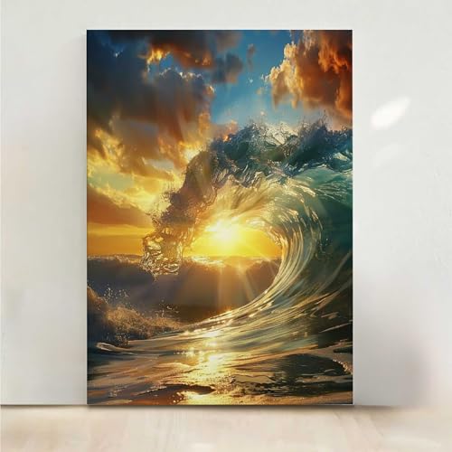 Diamond Painting Erwachsene Sonnenuntergang Diamant Painting Bilder Meerblick 5D DIY Mosaikherstellung Basteln Erwachsene Anfänger Set für Heim Schlafzimmer Deko Wohnzimmer 60x80cm PjY5226 E-3 von RNXAOPEN