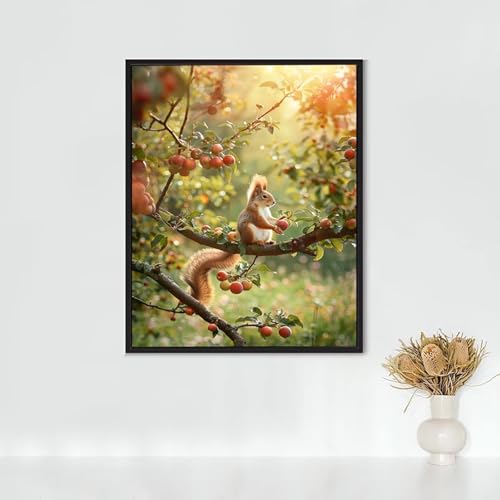 Diamond Painting Erwachsene Tier Diamond Painting EichhöRnchen DIY Vollbohrer Diamant Malerei Set Anfänger, Diamant Kunst Malerei Stickerei Set, Wanddeko und Zimmer Deko, Geschenke 60x80CM PJY5 3-Q von RNXAOPEN