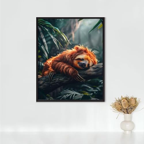 Diamond Painting Erwachsene Tier Diamond Painting Faultier DIY Vollbohrer Diamant Malerei Set Anfänger, Diamant Kunst Malerei Stickerei Set, Wanddeko und Zimmer Deko, Geschenke 60x80CM PJY5 8-5 von RNXAOPEN