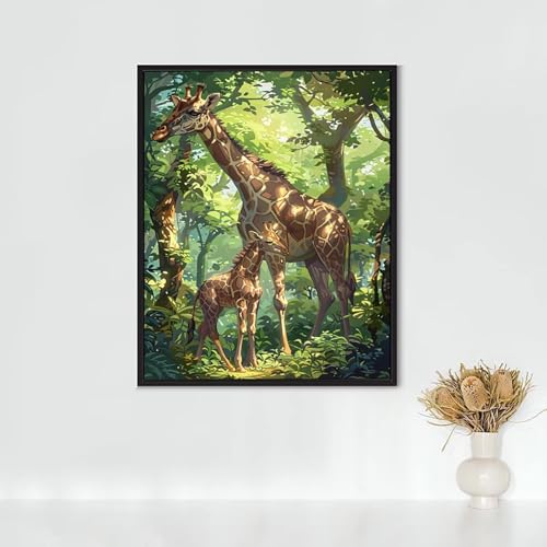 Diamond Painting Erwachsene Tier Diamond Painting Giraffe DIY Vollbohrer Diamant Malerei Set Anfänger, Diamant Kunst Malerei Stickerei Set, Wanddeko und Zimmer Deko, Geschenke 60x80CM PJY5 1-8 von RNXAOPEN