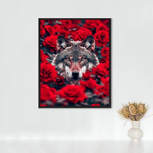 Diamond Painting Erwachsene Tier Diamond Painting Wolf DIY Vollbohrer Diamant Malerei Set Anfänger, Diamant Kunst Malerei Stickerei Set, Wanddeko und Zimmer Deko, Geschenke für Frauen 60x80cm PJY5 D-4 von RNXAOPEN