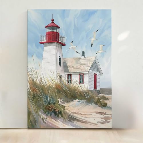Diamond Painting Erwachsene Vogel Diamant Painting Bilder Leuchtturm 5D DIY Mosaikherstellung Basteln Erwachsene Anfänger Set für Heim Schlafzimmer Deko Wohnzimmer, Geschenke 30x40cm PjY3442 Z-8 von RNXAOPEN