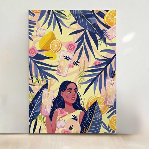 Diamond Painting Erwachsene Zitrone Diamant Painting Bilder Frau 5D DIY Mosaikherstellung Basteln Erwachsene Anfänger Set für Heim Schlafzimmer Deko Wohnzimmer, Geschenke 80x100CM PjY7516 1-0 von RNXAOPEN