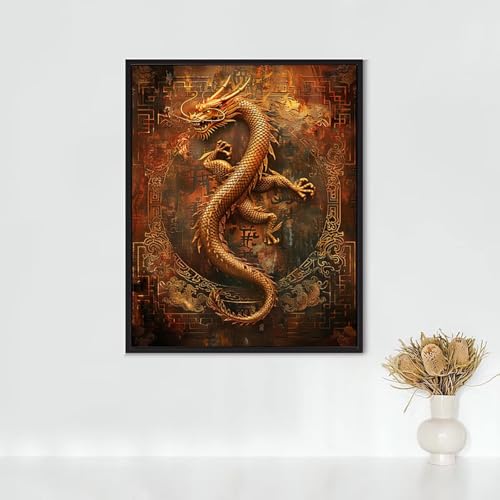 Diamond Painting Meereslebewesen, Diamond Painting Erwachsene Drachen Bastelset, DIY Diamant Malerei Runder Vollbohrer Diamanten Kinder Malerei Stickerei Kreuzstich, Geschenk 80x110CM PJY8 0-6 von RNXAOPEN