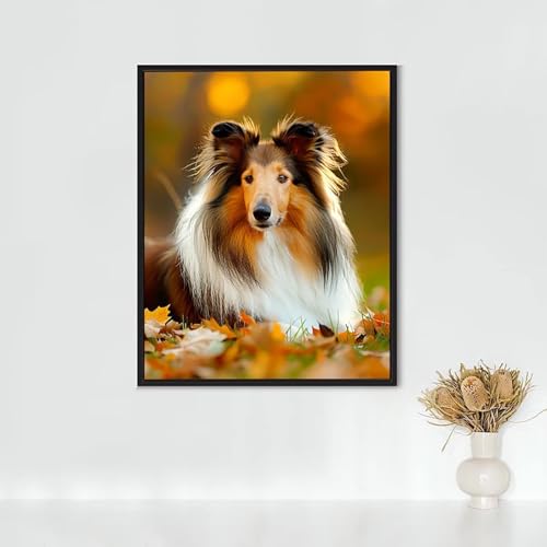 Diamond Painting Tier, Diamond Painting Erwachsene Deutscher SchäFerhund Bastelset, DIY Diamant Malerei Runder Vollbohrer Diamanten Kinder Malerei Stickerei Kreuzstich, Geschenk 60 x 80 cm PJY5 B-P von RNXAOPEN