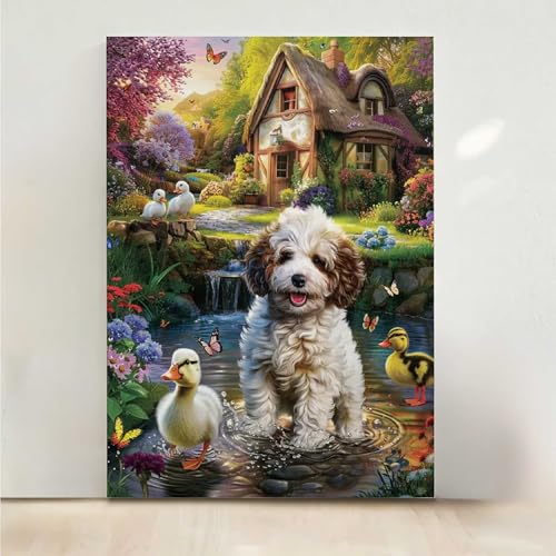 Hund Diamond Painting, 5D Tier Diamond Painting Erwachsene Diamant Malerei DIY Steine Kristall Kunst Bastelnset Erwachsene Anfänger Set, zur Zimmer Wanddeko, Geschenke für Frauen 60x80CM PjY7745 T-Z von RNXAOPEN
