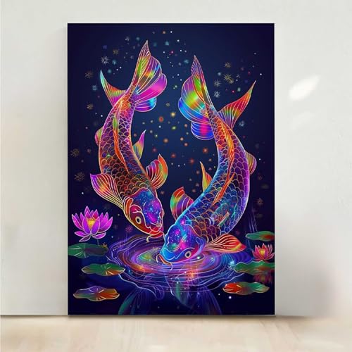 RNXAOPEN Diamond Painting Erwachsene Blume Diamant Painting Bilder Fisch 5D DIY Mosaikherstellung Basteln Erwachsene Anfänger Set für Heim Schlafzimmer Deko Wohnzimmer, Geschenke 80x100cm PjY3654 6-7 von RNXAOPEN