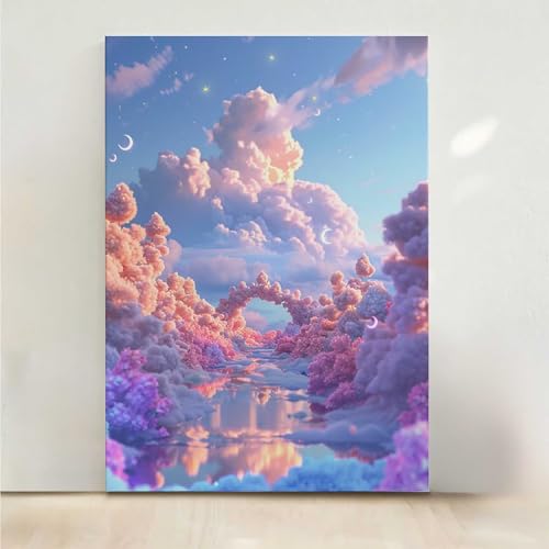 RNXAOPEN Diamond Painting Erwachsene Blume Diamant Painting Bilder Wolke 5D DIY Mosaikherstellung Basteln Erwachsene Anfänger Set für Heim Schlafzimmer Deko Wohnzimmer, Geschenke 80x100cm PjY5216 2-N von RNXAOPEN
