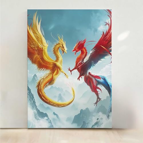 RNXAOPEN Diamond Painting Erwachsene Drachen Diamant Painting Bilder Tier 5D DIY Mosaikherstellung Basteln Erwachsene Anfänger Set für Heim Schlafzimmer Deko Wohnzimmer, Geschenke 60x80cm PjY5324 Y-7 von RNXAOPEN
