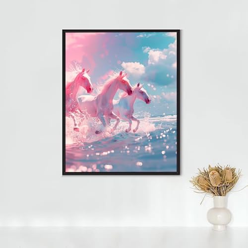 RNXAOPEN Diamond Painting Erwachsene Tier Diamond Painting Pferd DIY Vollbohrer Diamant Malerei Set Anfänger, Diamant Kunst Malerei Stickerei Set, Wanddeko und Zimmer Deko, Geschenke 60x80CM PJY5 8-D von RNXAOPEN