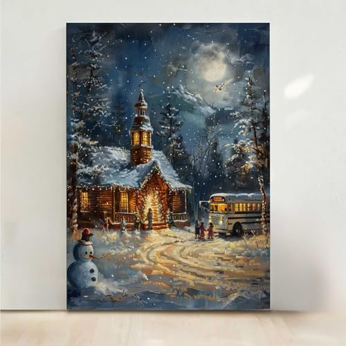 Schneemann Diamond Painting, 5D Haus Diamond Painting Erwachsene Diamant Malerei DIY Steine Kristall Kunst Bastelnset Erwachsene Anfänger Set, zur Zimmer Wanddeko, Geschenke 30x40CM PjY5205 8-W von RNXAOPEN