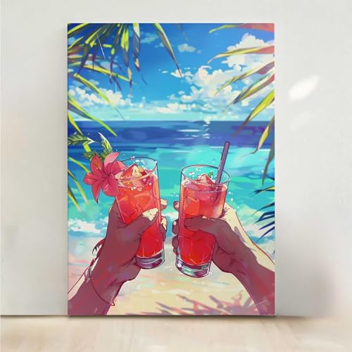 Sea Diamond Painting, 5D Blume Diamond Painting Erwachsene Diamant Malerei DIY Steine Kristall Kunst Bastelnset Erwachsene Anfänger Set, zur Zimmer Wanddeko, Geschenke für Frauen 60x80CM PjY5623 4-M von RNXAOPEN