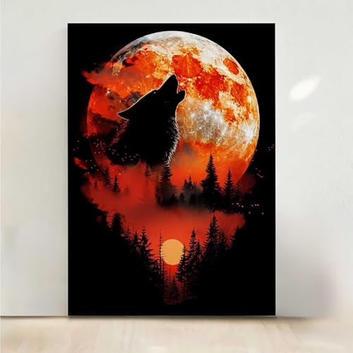 Wolf Diamond Painting, 5D Tier Diamond Painting Erwachsene Diamant Malerei DIY Steine Kristall Kunst Bastelnset Erwachsene Anfänger Set, zur Zimmer Wanddeko, Geschenke für Frauen 70x95CM PjY8027 L-3 von RNXAOPEN