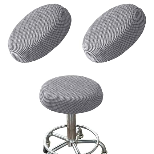 Hocker Bezug 2 Stück Runder, Kissenbezug Rund Hochelastischer Stuhlhussen, Durchmesser 30-40cm, Waschbarer Hockerkissenbezug Dehnbar Barhocker Bezug(Grau) von RNXSIB
