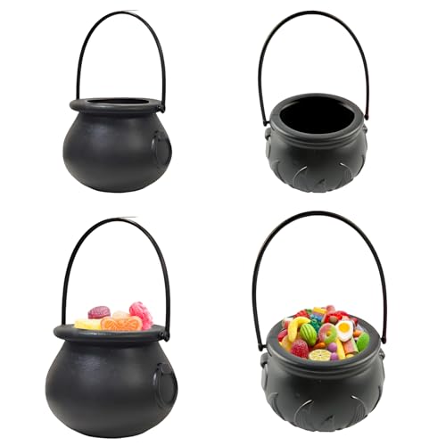 RNXSIB 4 Stück Hexenkessel 5.5x7cm Hexenkessel Kinder, Halter Halloween Candy Bucket a, Kessel Zauberkessel, Dekokessel für Süßigkeiten (Schwarz) RNXSIB 4 Stück Hexenkessel 5.5x7cm Hexenkessel Kinder, Halter Halloween Candy Bucket a, Kessel Zauberkessel, Dekokessel für Süßigkeiten (Schwarz) von RNXSIB