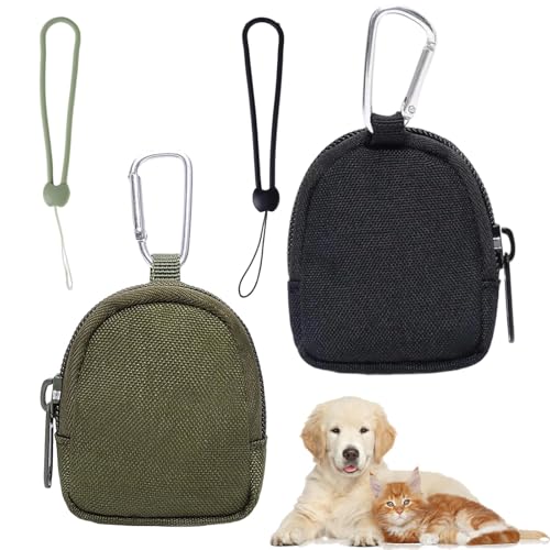 RNXSIB 2 Stück Leckerlibeutel für Hunde, Tragbare Mini Snackbeutel Hund (Grün und Schwarz), Reißverschluss Design Einfach und Praktisch, Leicht zu Tragen, Inklusive Schnalle und Silikonseil von RNXSIB
