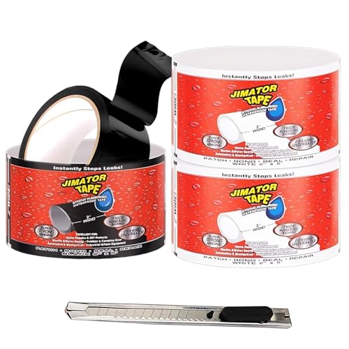 RNXSIB 3 Stück Wasserdichtes Klebeband, Extrem Starkes Wasserdichtes Klebeband Außen, Wasserfestes, PVC Leck-Reparatur, UV Beständig, für lkw abdeckplane, Markise, Zelt, (Weiß, Transparent, schwarz) von RNXSIB