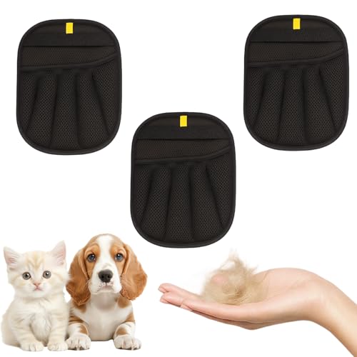 RNXSIB Tierhaarentferner Handschuh, 3 Stück Fell Magnet Handschuhe zur Haarentfernung bei Katzen und Hunden, Sanfte Fellpflege und Reinigung von Möbeln, 23x16 cm von RNXSIB