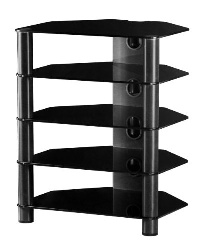 SONOROUS - HiFi-Möbel mit 5 Regalböden. Schwarzes Glas/schwarzer Rahmen Ref. RX2150-NN von RO&CO