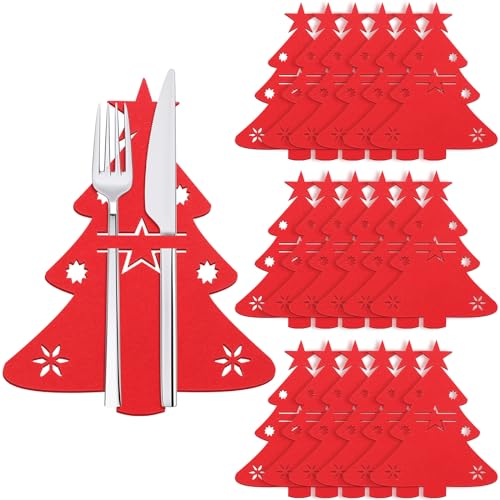 ROADPLUM 18 Stück Besteckhalter Weihnachten Filz, Rot Weihnachtsbaum Bestecktasche Weihnachten Tischdeko Messer Gabeln Löffel Bestecktaschen für Party Weihnachts Tischdeko ROADPLUM 18 Stück Besteckhalter Weihnachten Filz, Rot Weihnachtsbaum Bestecktasche Weihnachten Tischdeko Messer Gabeln Löffel Bestecktaschen für Party Weihnachts Tischdeko von ROADPLUM