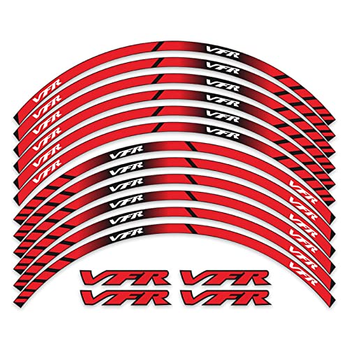 Felgenband Motorradräder Felgen Nabenaufkleber Dekoration Reflektierende Aufkleber Für VFR 750 800 1200X/F Vfr750 Vfr800 17 Zoll (Color : Rosso) von ROANNY