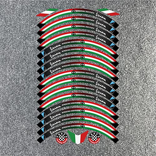 Felgenband Motorrad 12 Zoll Radnaben Aufkleber Logo Felge Reflektierender Aufkleber Für Piaggio VESPA GTS 300 SPRINT 150 Scooter(Color:A) von ROANNY