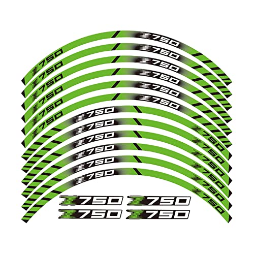 ROANNY Felgenband Motorrad Vorder- Und Hinterreifen Felge Reflektierende Aufkleber wasserdichte Aufkleber Zubehör Logo Für Kawasaki Z750 Z750 (Color : Green) von ROANNY