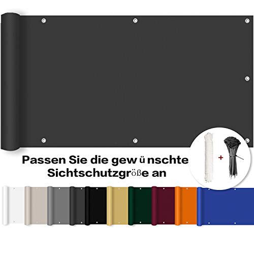 ROBAG Balkon Sichtschutz Balkon sichtschutz Stoff, Balkonbespannung Wind- und UV-Schutz mit Ösen Nylon Kabelbinder und Kordel, für Gartenzaun Balkonzaun, 50x700cm, Anthrazit von ROBAG