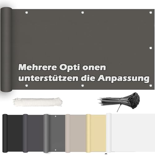 ROBAG Balkon Sichtschutz Sichtschutz Windschutz, Balkonbespannung Wind- und UV-Schutz in div. Größen & Farben, für den Gartenzaun oder Balkon, 95x600cm, Anthrazit von ROBAG