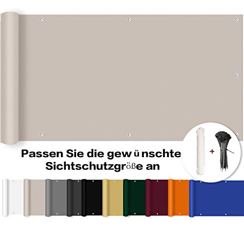 ROBAG Sichtschutz Balkon Balkon sichtschutz für geländer, Balkon sichtschutz Ideen Wind- und UV-Schutz Wetterbeständiges und Pflegeleichtes, für den Gartenzaun oder Balkon, 50x400cm, Taupe von ROBAG