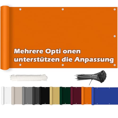 ROBAG Sichtschutz Stoff für Balkon 140x700cm, Balkon Sichtschutz Balkonabdeckung, 220 g/m², 100% Privatsphäre Deko für Balkongeländer, Terrasse & Garten - Orange von ROBAG