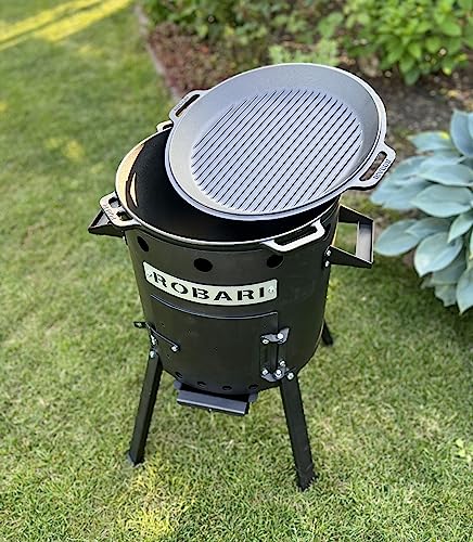 Feuerofen + Gusseisen Kasan 12 L mit Pfannendeckel Utschak Set von ROBARI