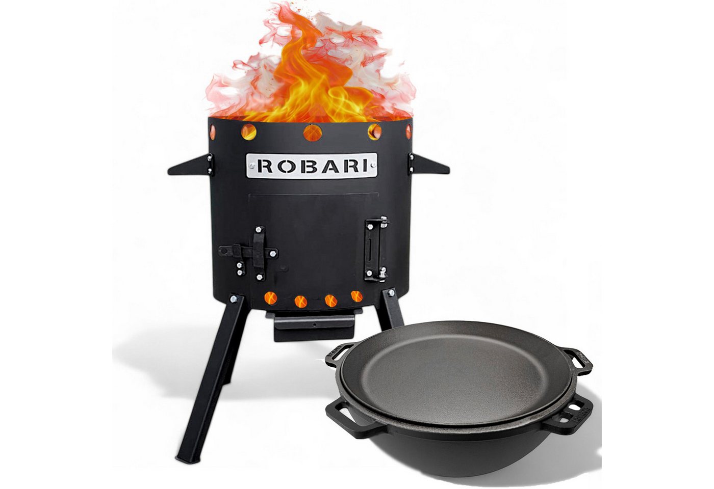 ROBARI Holzkohlegrill Robari Utschak Set mit Kasan aus Gusseisen selbst konfigurieren von ROBARI