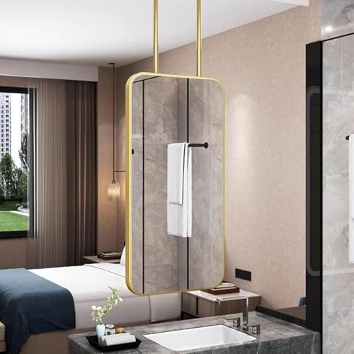 ROBAUN An der Decke montierter Spiegel mit Hängestange for das Wohnzimmer im Hoteleingangsbereich, Kosmetikspiegel, anpassbarer Spiegelarm, rechteckig(27.6" L x 19.7" W) von ROBAUN
