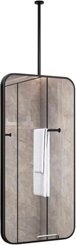 ROBAUN Badezimmerspiegel, schwarzer Deckenspiegel, Badezimmer-Deckenspiegel mit Stange, Kosmetikspiegel for Schlafzimmer, Wohnzimmer, dekorativer Spiegel(40cmx70cm) von ROBAUN